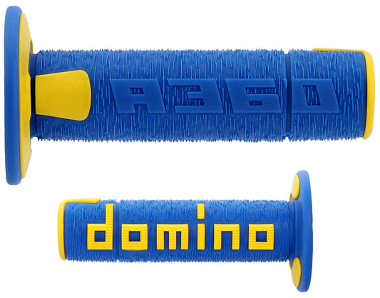 DOMINO PAIR OF BLUE/YELLOW OFF-ROAD GRIPS 
