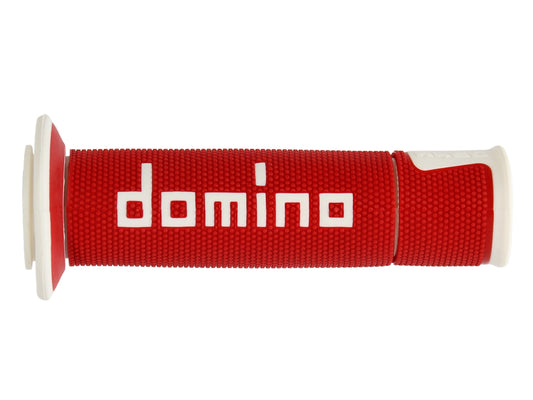 DOMINO PAIR OF RED/WHITE ROAD-RACING GRIPS 