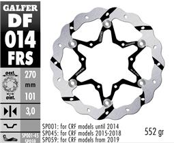 GALFER DISCO WAVE FLOTTANTE OVERSIZE GROOVED 270 HONDA CR/CRF -2014 (ANTERIORE)