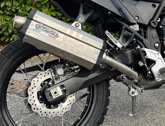 SCARICO GPR COMPATIBILE CON BMW R 1250 GS – ADVENTURE 2021-2023, DUNE TITANIUM, SCARICO OMOLOGATO, SILENZIATORE CON DB KILLER ESTRAIBILE E RACCORDO SPECIFICO