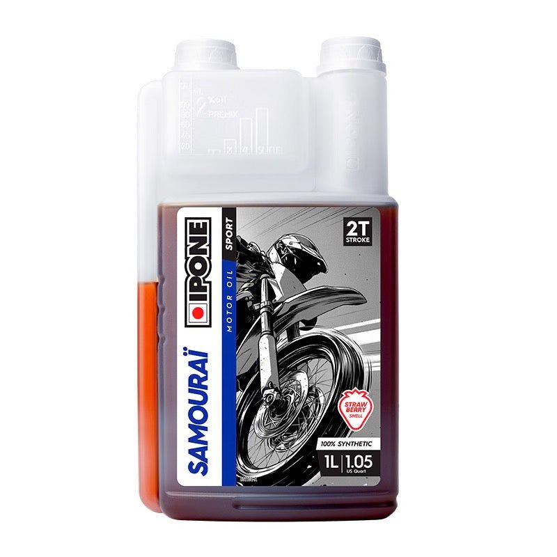IPONE Olio Miscela SAMOURAI Full Sintetico Fragola 2T (1L) - Race Moto Shop