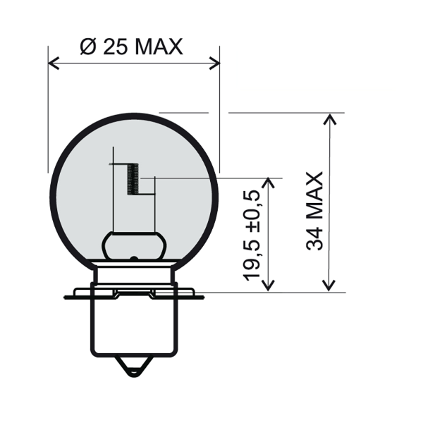 LAMPADINA RMS 12V 20W P26S