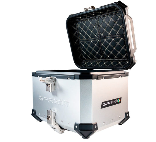 BAULETTO GPR TECH TOP CASE ALPI-TECH 45 LT. SILVER BAULETTO TOP CASE IN ALLUMINIO, COLORE ARGENTO CON PIASTRA UNIVERSALE INCLUSA