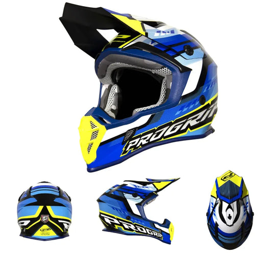 PRO GRIP Casco 3180-361 Abs Blu/Giallo Fluo