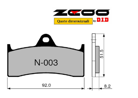 ZCOO PAIR OF RACING PADS N003 EX MV AGUSTA BRUTALE 750